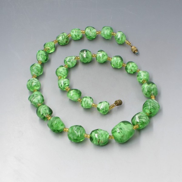 Green Glass Bead Necklace
